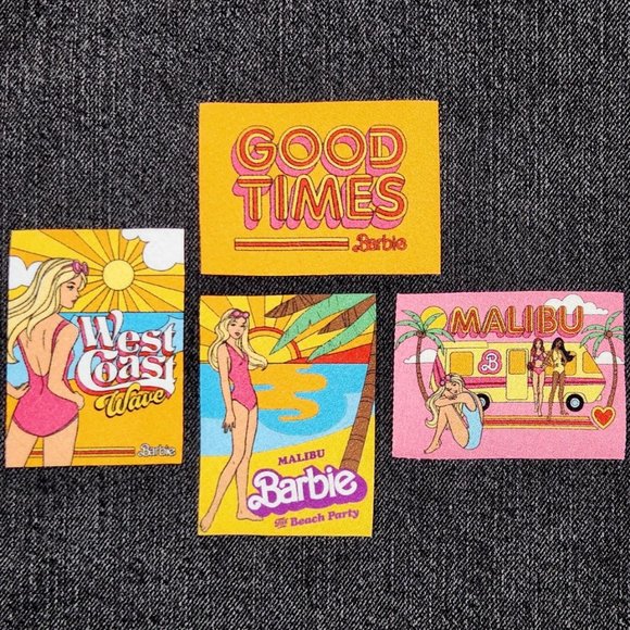 Set of 4 Barbie Iron On Patches Fabric Motif Applique - Picture 1 of 5
